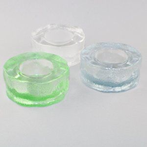 Partylite Iceland Tealight Holder Trio #P7223 Set Of 3 Glass Candle Holders